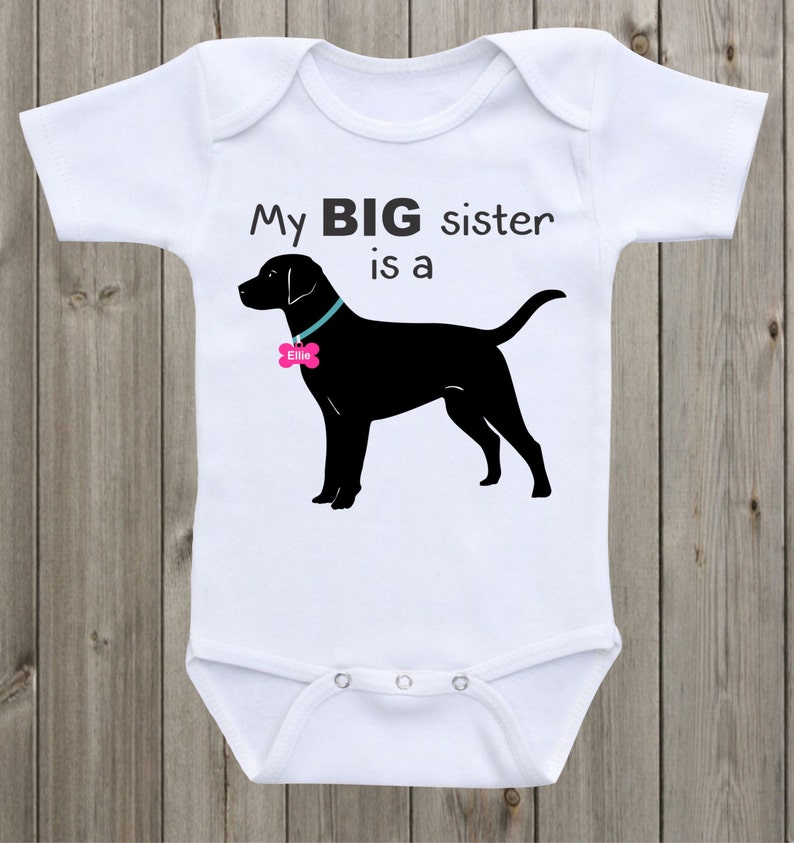 Dog Onesie My Big Sister is a Black Lab Baby Onesie Sibling Etsy Canada
