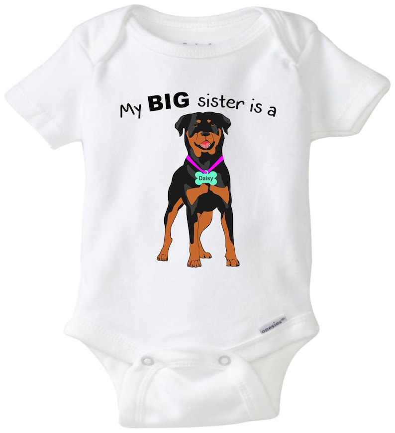 My Big sister is a Rottweiler baby onesie dog onesie funny baby saying custom onesie sibling shirt family pet baby shower gift unisex