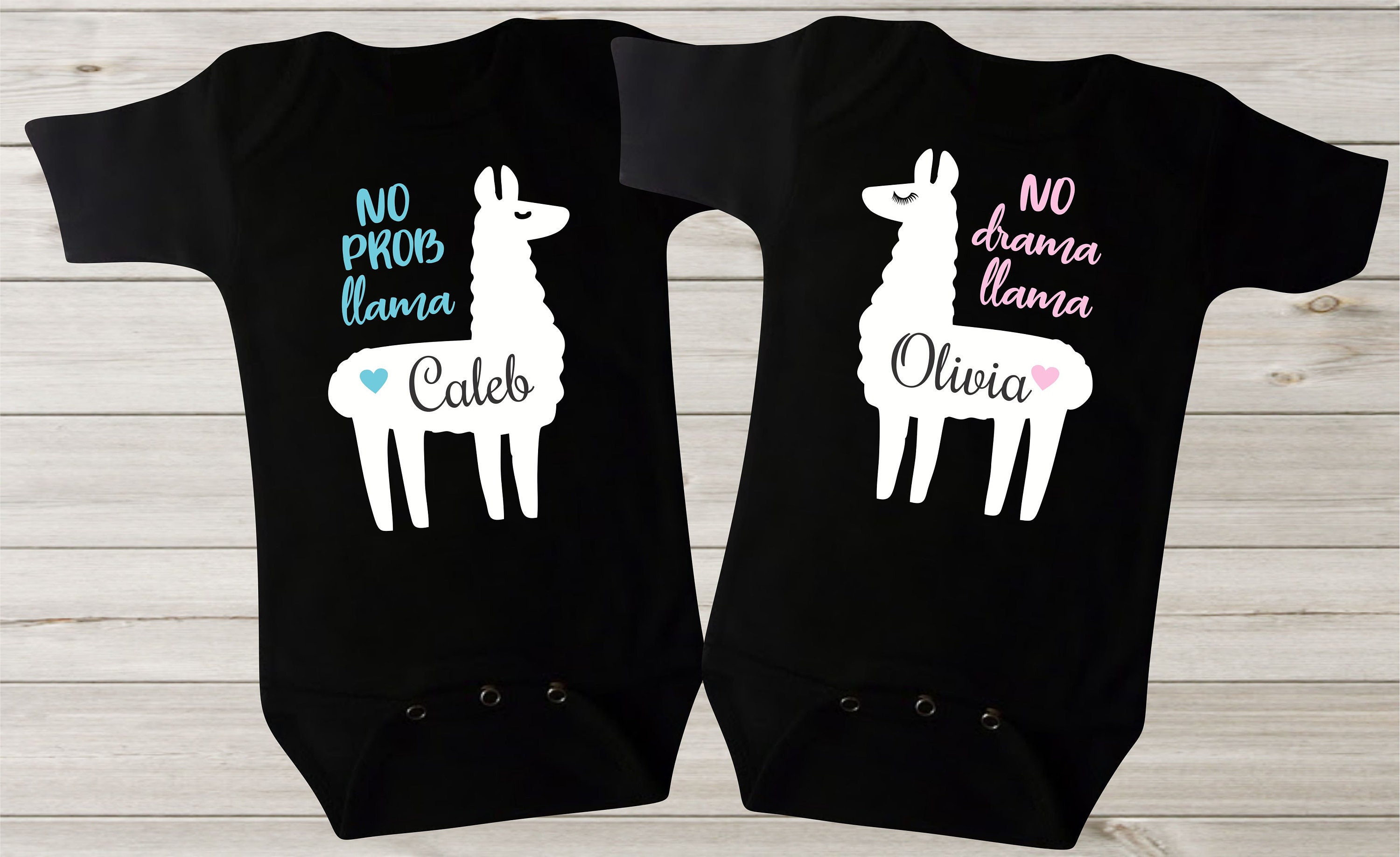 Twin Bodysuits Baby Girl Baby Boy Cute Llama Shirts Twin Etsy