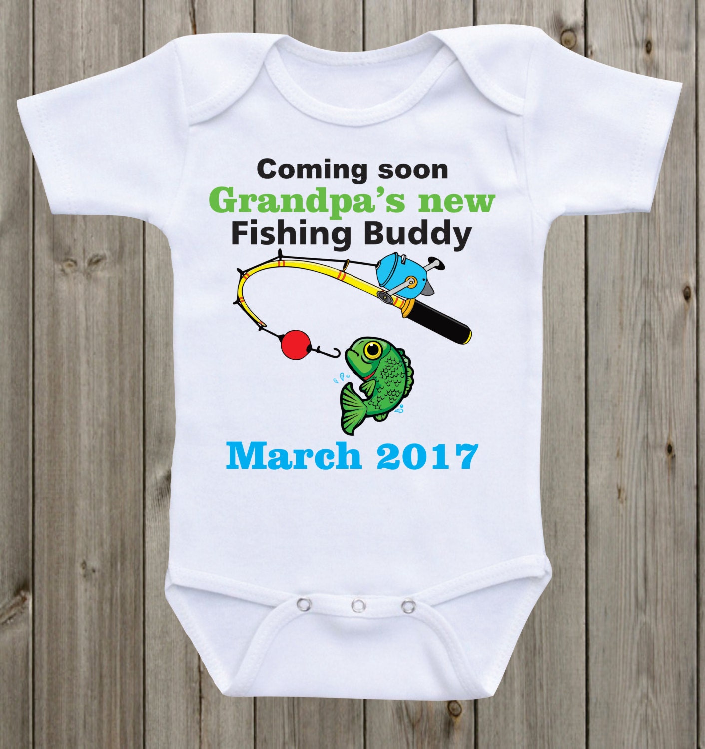 Grandpa's new fishing buddy Pregnancy Announcement Baby Onesie Grandpa  Onesie Newborn Onesie Pregnancy Reveal Baby Announcement Ideas