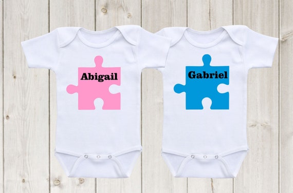 twin matching outfits puzzle designs baby onesies twin onesies custom onesie twin shirts twin outfits baby shower gifts twin gifts onesies designs