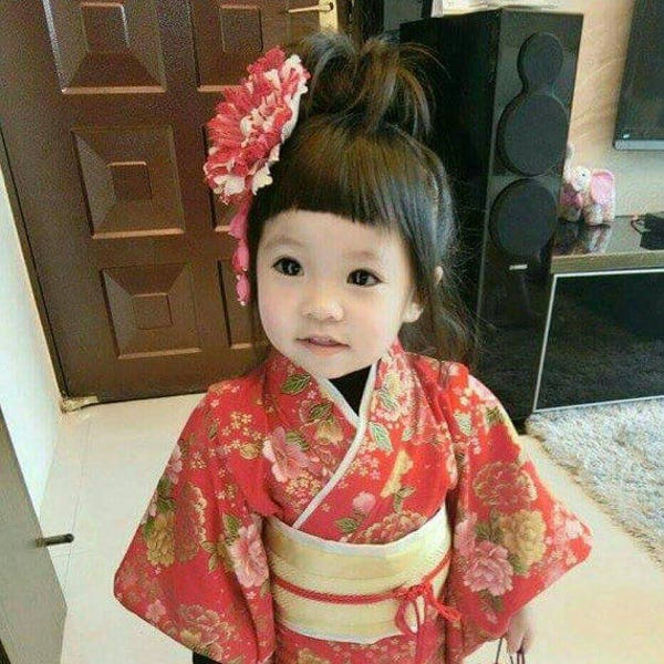 Japon kimono sakura commande personnalisée faite à la main pour bébé fille rouge