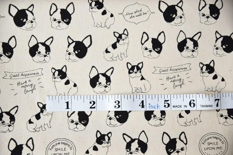 Cotton french bulldog fabric 1/2 yard Etsy