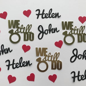 We Still Do Personalized Anniversary Party Confetti with Names and Hearts