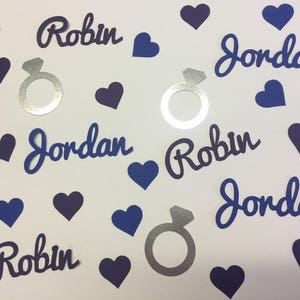 Custom Wedding Confetti - Personalized Name Confetti, Wedding Rings, and Hearts
