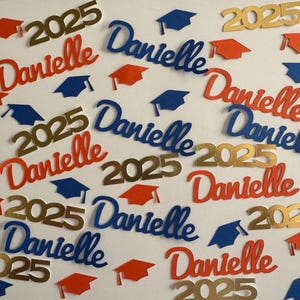Personalized Graduation Confetti. Elementary, Middle, High School, College Parties, Class of 2024, Graduation Caps