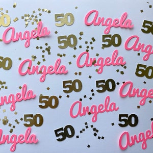 Personalized Confetti Custom Confetti Any Name and Number with Silver or Gold Glitter Squares immagine 1