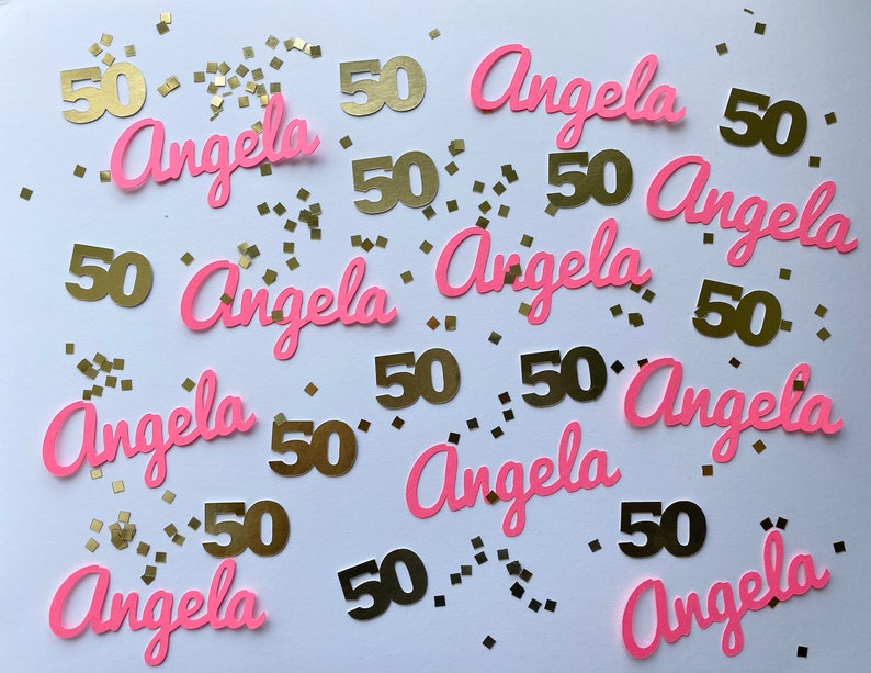 Personalized Confetti Custom Confetti Any Name and Number with Silver or Gold Glitter Squares immagine 1