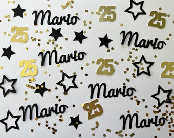 Birthday Party Personalized Confetti - Name, Number, Stars, Glitter Squares