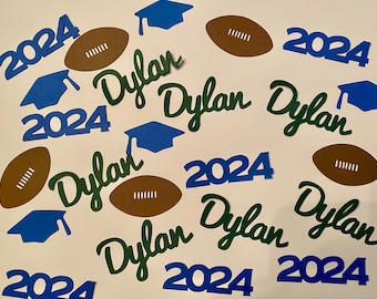 Personalized Graduation Confetti with Footballs - Class of 2024 Graduate