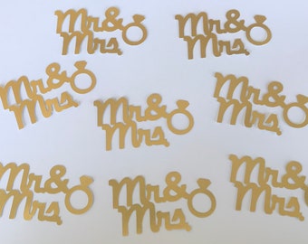 Mr. and Mrs. Confetti with Diamond Rings - Wedding, Engagement, Bachelorette, Anniversary Party Decor