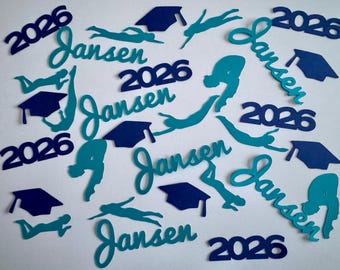 Personalized Swim and Dive Graduation Confetti - Class of 2026 Graduate