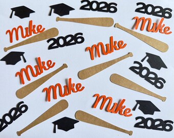 Personalized Baseball Graduation Confetti – Class of 20256 Custom Graduate Decor