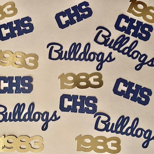 Personalized School Reunion Confetti - Custom Grad Year, School Initials, and Mascot