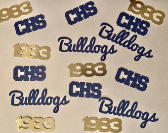 Personalized School Reunion Confetti - Custom Grad Year, School Initials, and Mascot