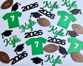 Football Graduation Confetti Personalized, Class of 2026 Graduate Party Decor, Custom Name Table Scatter,