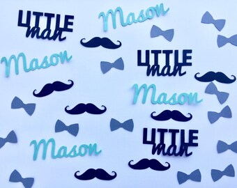 Little Man Baby Shower Personalized Confetti - Bow Ties, Mustaches, and Name