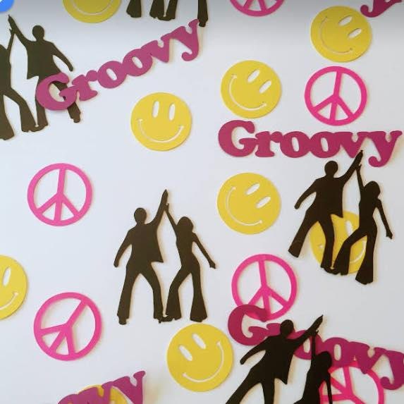 1970's Groovy, Disco, Peace and Smiley Confetti Pack