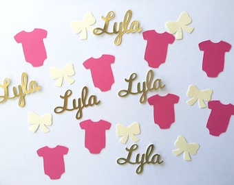 It's a Girl Baby Shower Confetti with bodysuits and bows