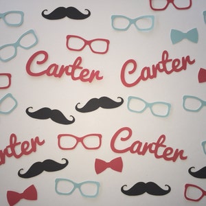 Baby Shower Personalized Confetti Bow Ties, Glasses, Mustaches, and Name Confetti image 1