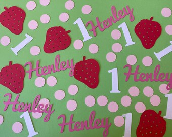 Personalized Strawberry Birthday Party Confetti