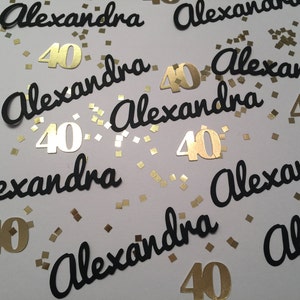 Personalized Confetti Custom Confetti Any Name and Number with Silver or Gold Glitter Squares immagine 4