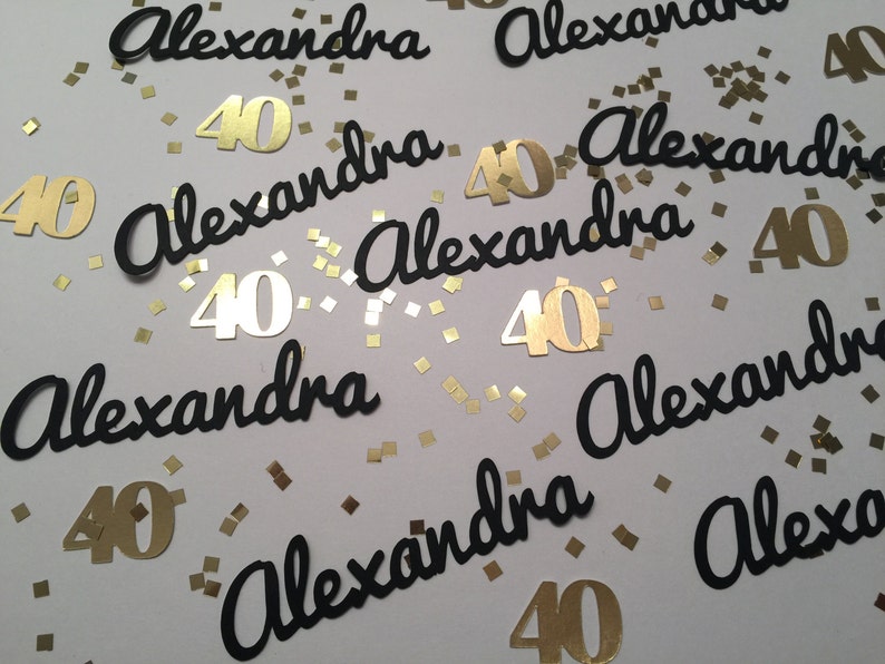 Personalized Confetti Custom Confetti Any Name and Number with Silver or Gold Glitter Squares immagine 4