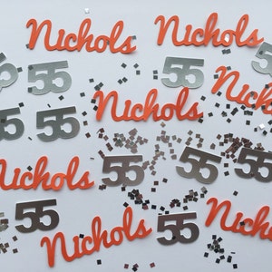 Personalized Confetti Custom Confetti Any Name and Number with Silver or Gold Glitter Squares image 3