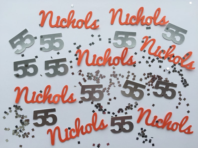 Personalized Confetti Custom Confetti Any Name and Number with Silver or Gold Glitter Squares immagine 3