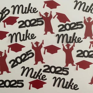 Personalized Graduation Confetti - Graduate, Year, Caps, and Name - Class of 2025 Grad Party