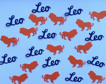 Personalized Lion Confetti - Your choice of name and color - Baby Shower, Table Decor, Birthday Party, Safari Party, Lion Party