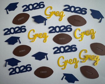 Personalized Graduation Confetti with Footballs - Class of 2026 Graduate