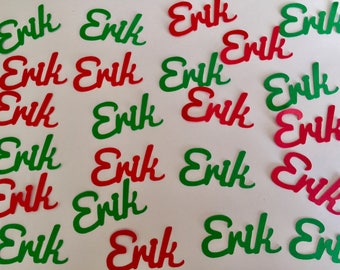 Holiday Name Confetti - Personalized Confetti in red and green