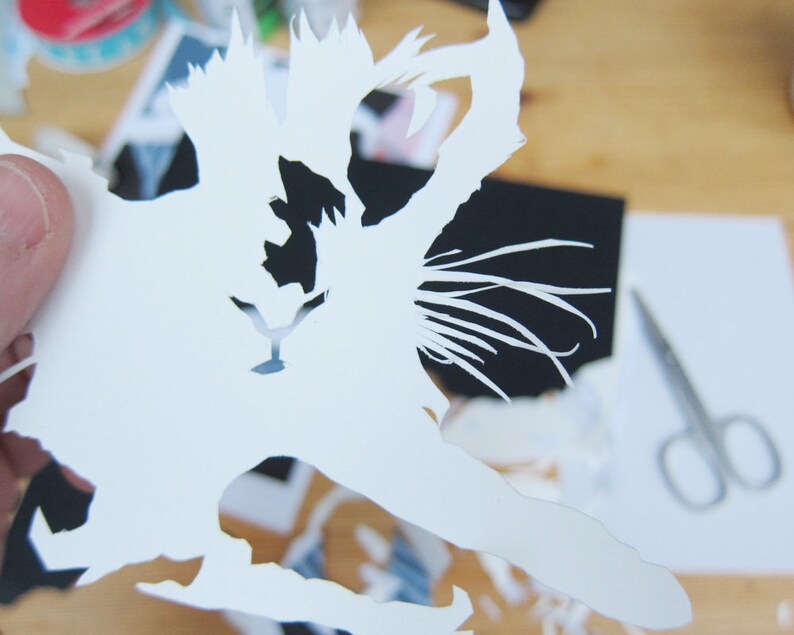 Cat Portrait Papercut Art Custom Paper Illustration of Two Cats