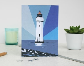 Lighthouse Card - UK Coast Birthday Card - New Brighton Wirral Card