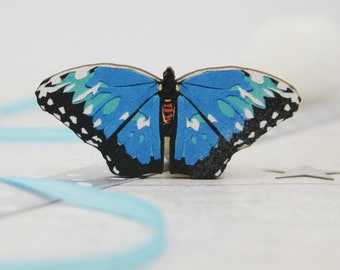 Butterfly Pin Badge - Blue Morpho Jewellery