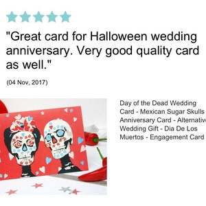 Day of the Dead Anniversary Card Sugar Skull Wedding Card image 3
