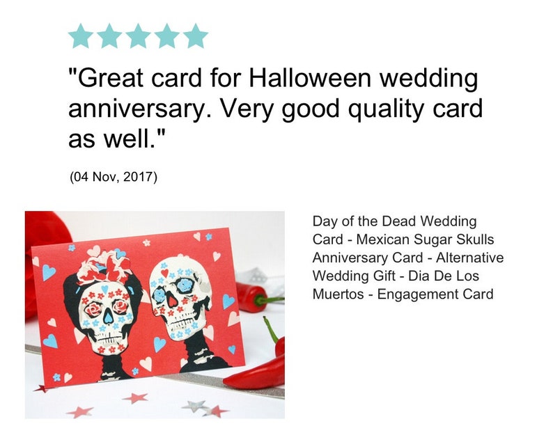 Day of the Dead Anniversary Card Sugar Skull Wedding Card image 3