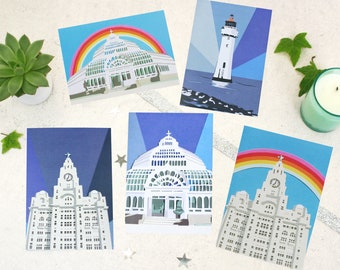 Liverpool and Wirral Set of 5 Cards - Liverpool Merseyside Birthday Cards