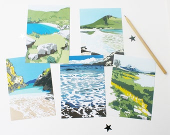 Irish Postcards - Set of 5 Ireland Landscape Mini Art Prints - Wild Atlantic Way Postcards