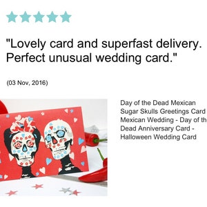 Day of the Dead Anniversary Card Sugar Skull Wedding Card image 9