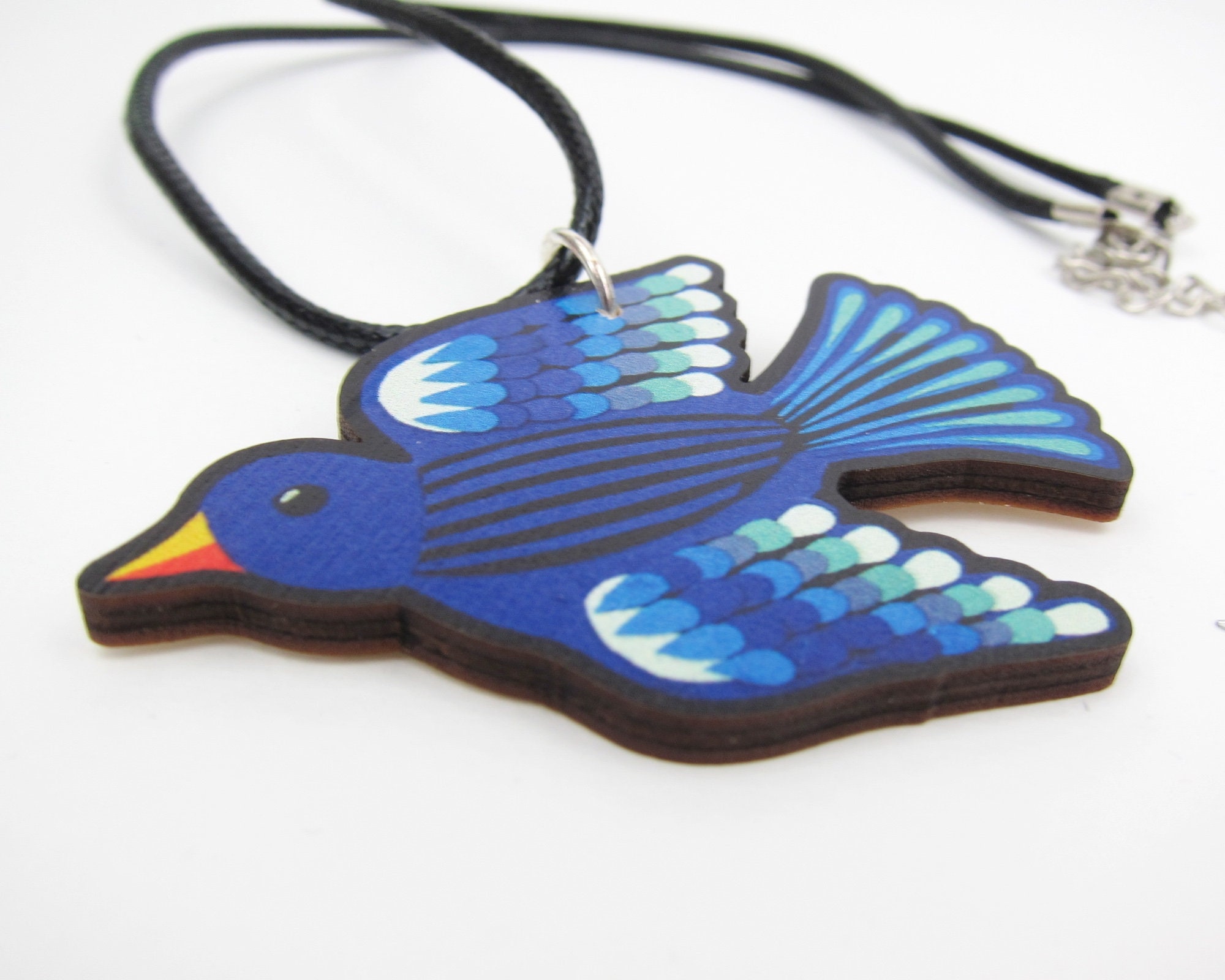 Bird Necklace Wooden Bluebird Jewellery Etsy UK