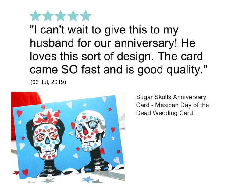 Day of the Dead Anniversary Card Sugar Skull Wedding Card image 7