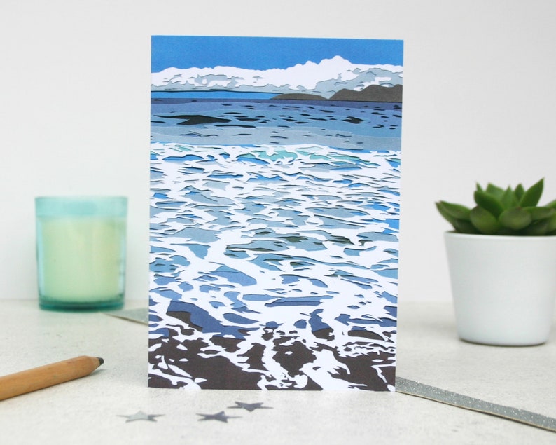 Ocean Waves Card Wild Atlantic Way Card Seascape Illustration Card image 1