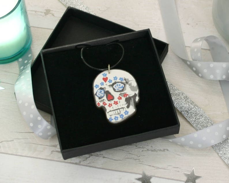 Sugar Skull Wooden Jewellery Day of the Dead Necklace