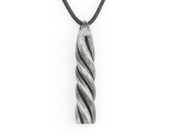 Big twisted pendant for men, necklace pendant men, hand forged iron jewelry