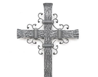 Hand forged wall cross iron, unique christian home decor