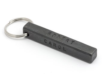 6th wedding anniversary gift for husband, personalized bar keychain for him, hand forged