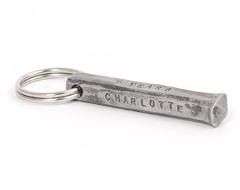 Gift for anniversary wife, personalized keychain for women, hand forged