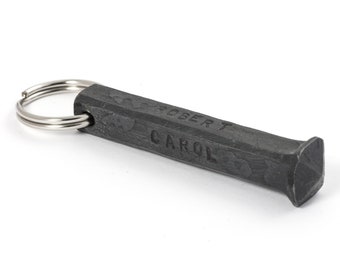 Personalized gift for men on anniversary, big iron keychain for husband, hand forged